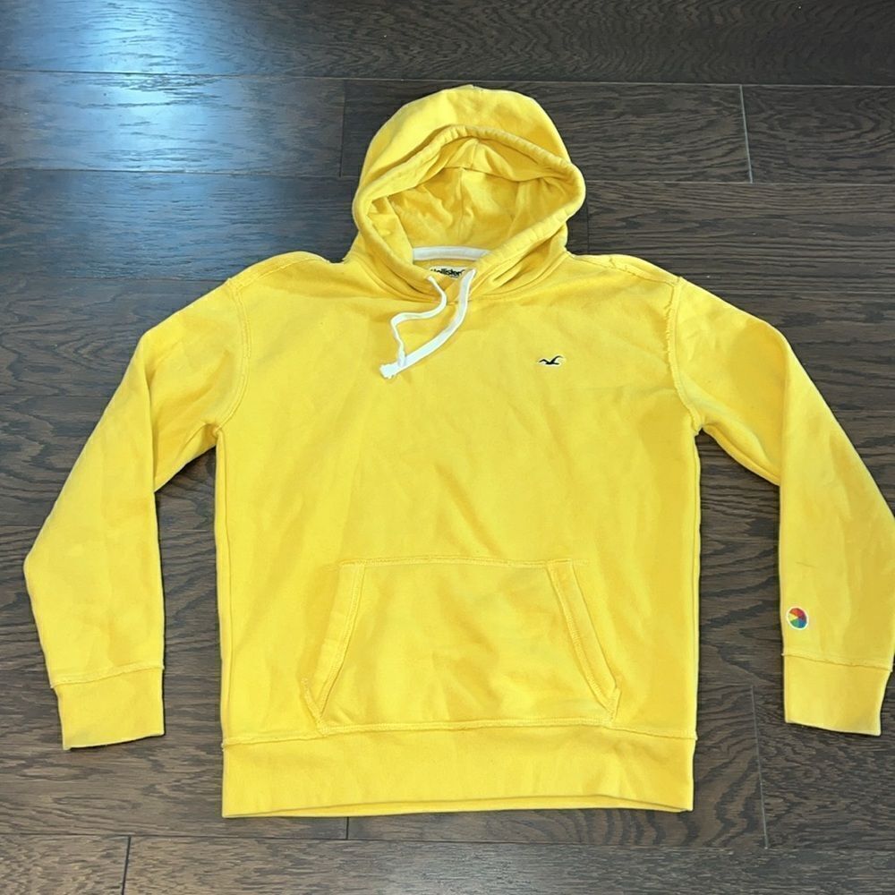 Rare Hollister Coop Rainbow Canary Gold Yellow Surfer hooded hoodie sweatshirt M